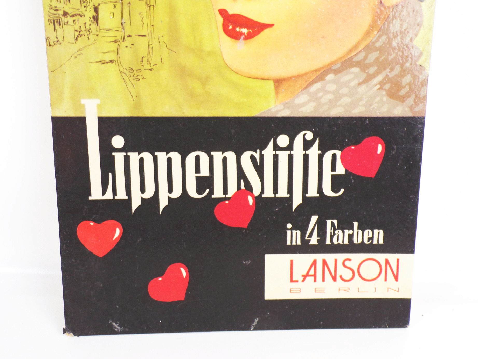 Alte Pappschild Moulin Rouge Lippenstifte Lanson Berlin DDR Werbung