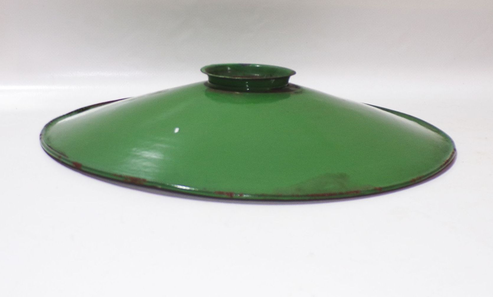 Alter Emaille Lampenschirm Grün Weiss für Deckenlampe Pendellampe