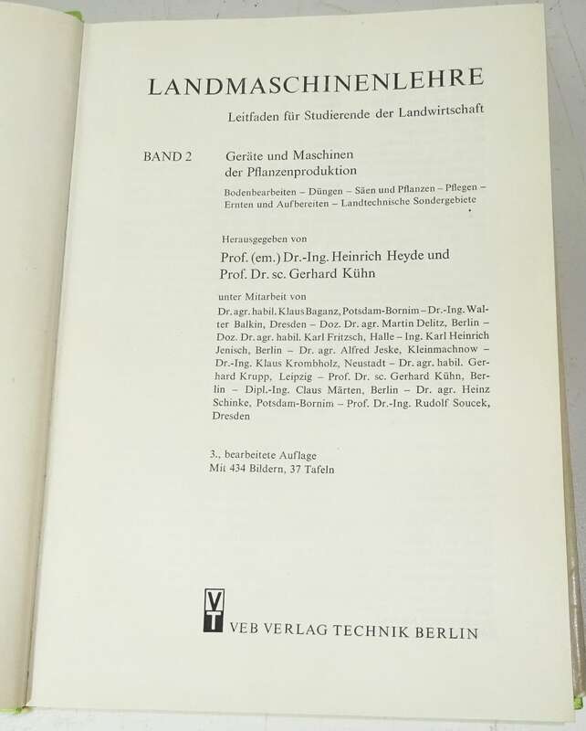 Heyde Kühn Landmaschinenlehre Band 2 DDR  1967