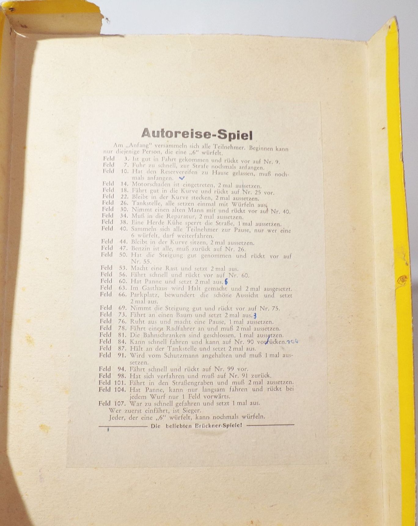 Autoreise Spiel Brückner Brettspiel 1930er 1940er 