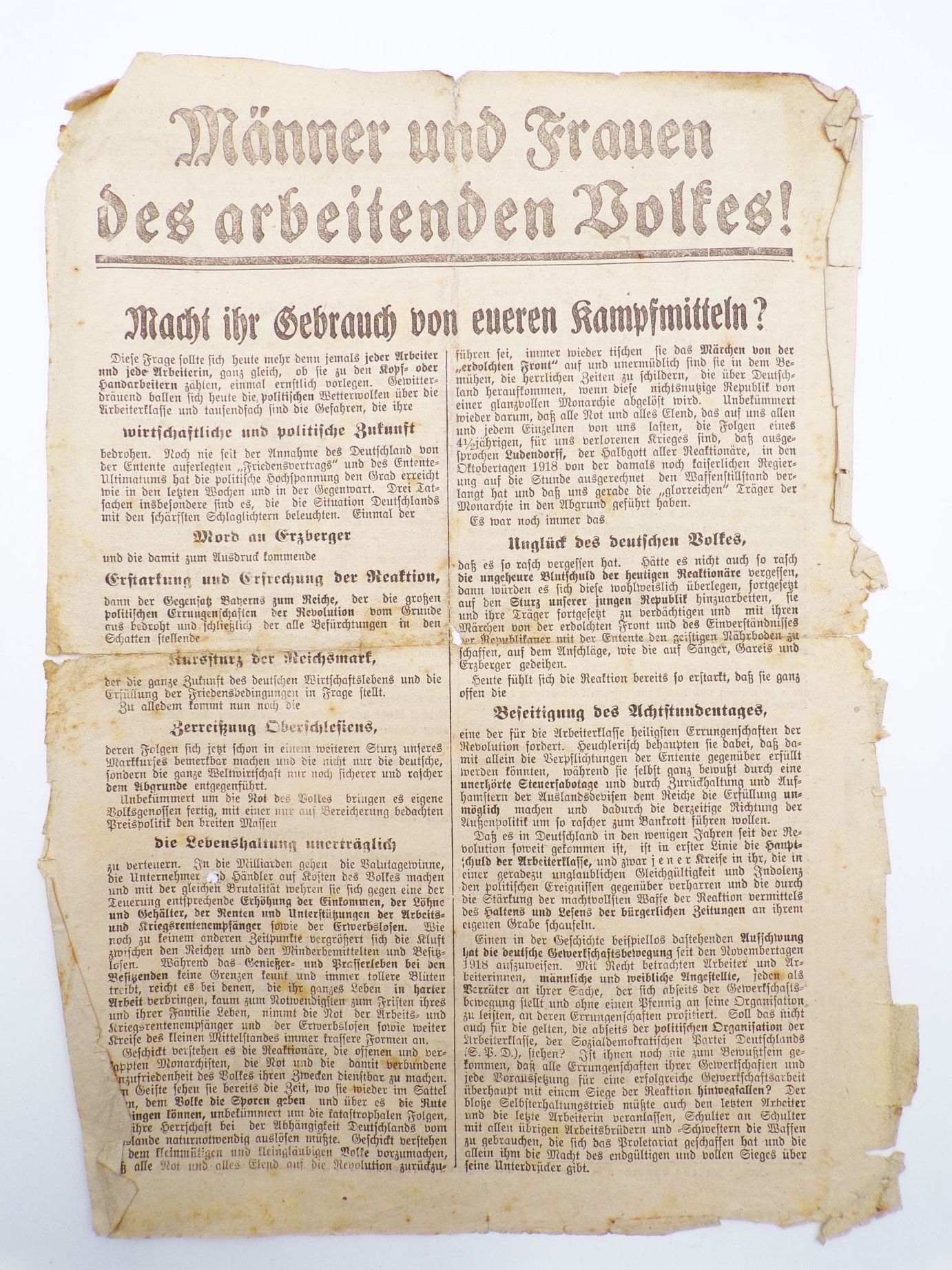 Original Flugblätter KPD SPD Kommunisten 1919 Räterepublik Nürnberg 