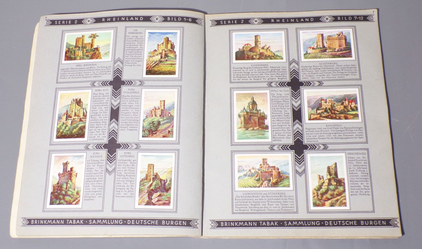 Brinkmann Tabak Bilder Sammlung Deutsche Burgen altes Sammelbilderalbum