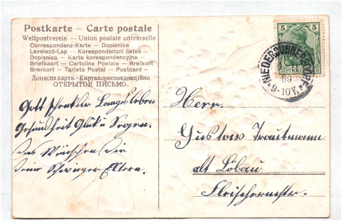 Präge Ak Vase mit Märzenbecher Blumen 1909 Geburtstag 