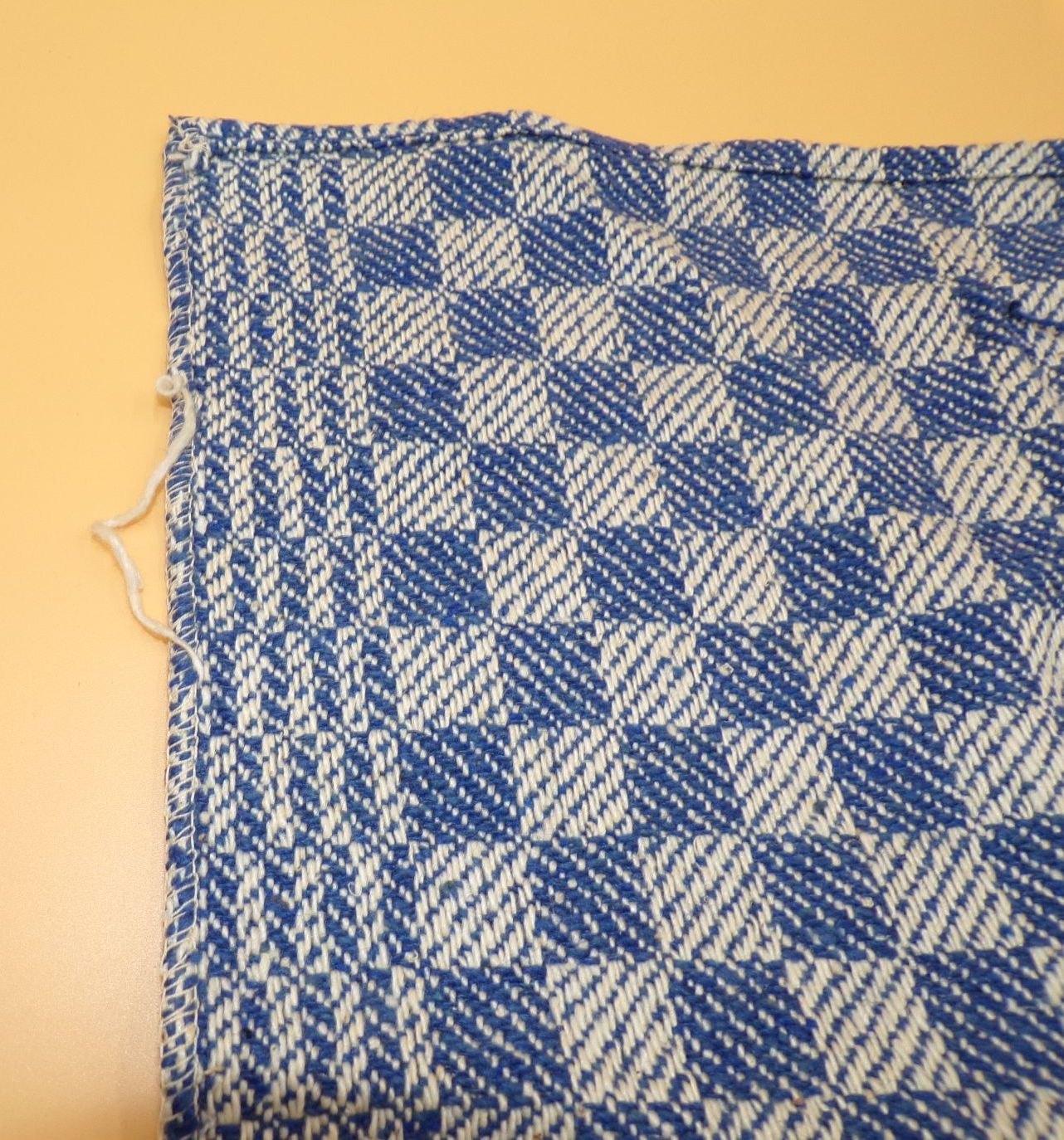 Altes Grubentuch blau weiss kariert DDR Werkstatt Tuch Vintage Handtuch