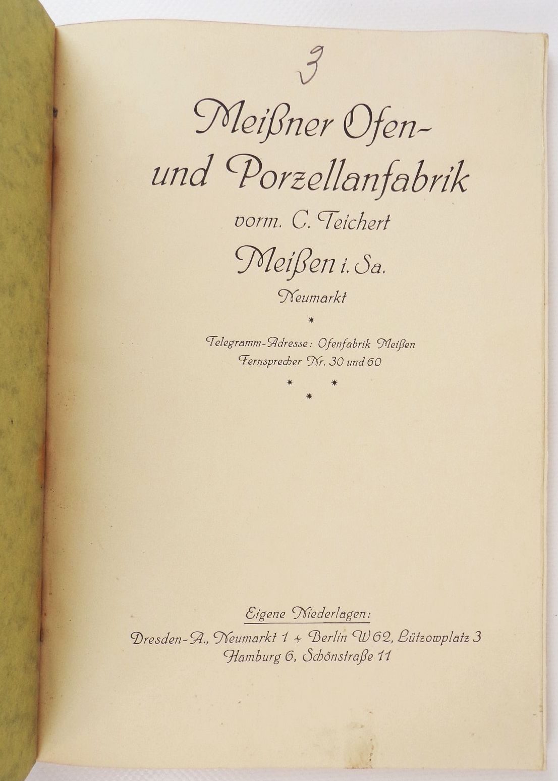 Alter Katalog Meissener Ofen und Porzellan Fabrik Teichert Meissen 1930 er 