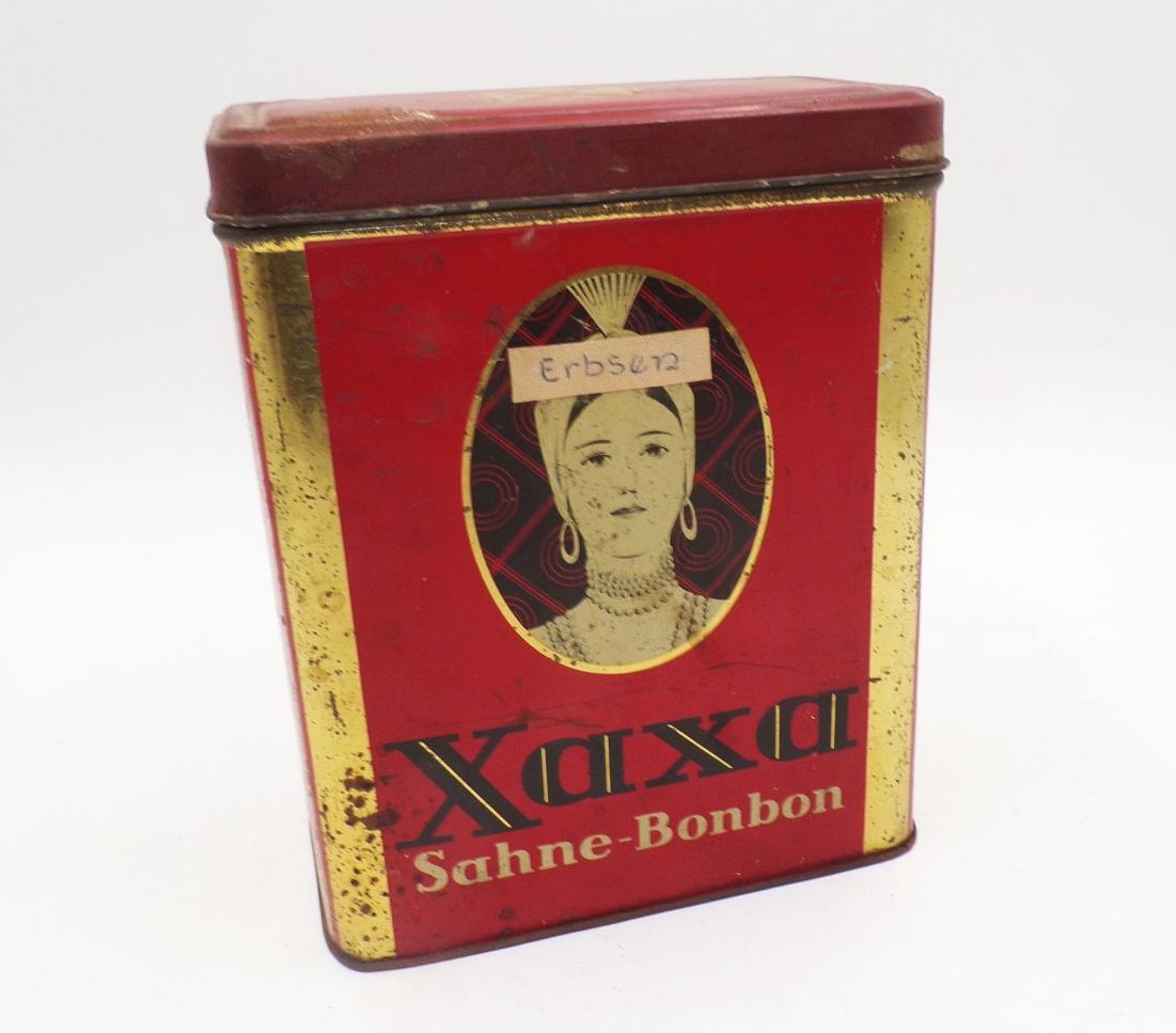 Old Blechdose XAXA Sahne Bonbons Rot Frau Box Sammler Werbung Old Blechdose XAXA Sahne Bonbons Rot Frau Box Sammler Werbung