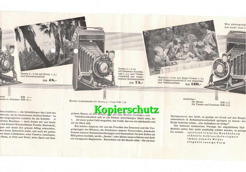 Werbe Prospekt Zeiss Ikon Rollfilm Ikonta 1930 Sammler Vintage ! 