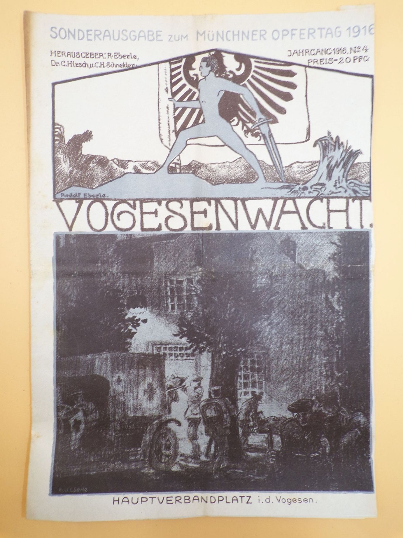 Alte Zeitung 1 Weltkrieg Vogesenwacht No 4 Jahrgang 1916 