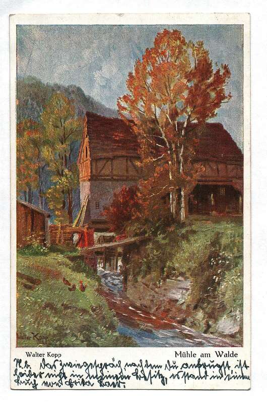 Ak Walter Kopp Künstlerkarte Mühle am Walde 1921