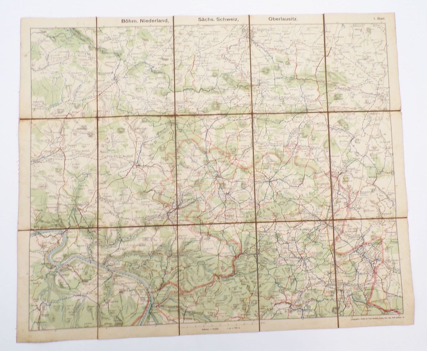 Alte Landkarte Böhmisches Niederland Sächsische Schweiz Oberlausitz 