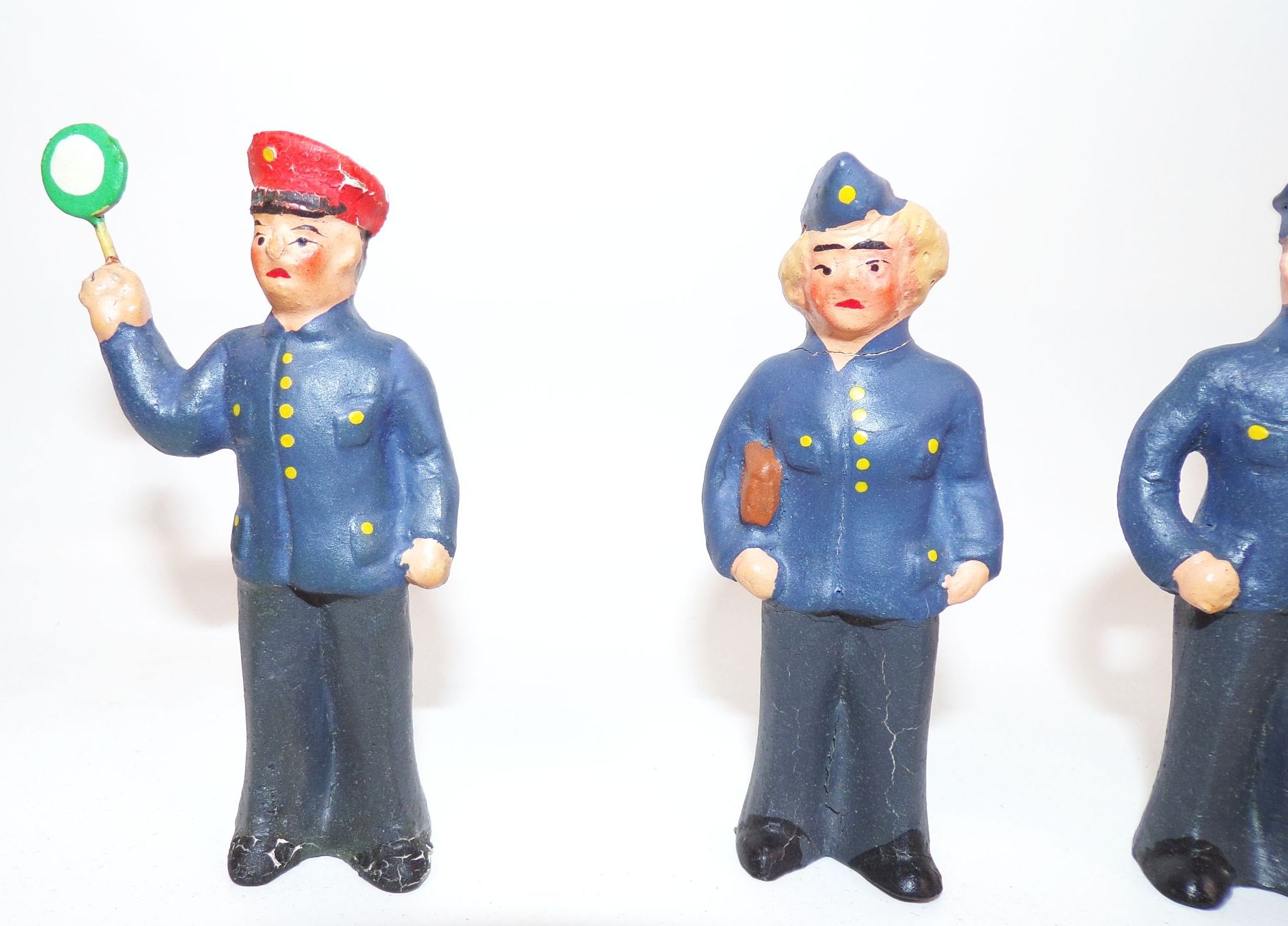 Alte Eisenbahn Massefiguren Schaffner Bahnhofpersonal 1940 bis 1950er Jahre