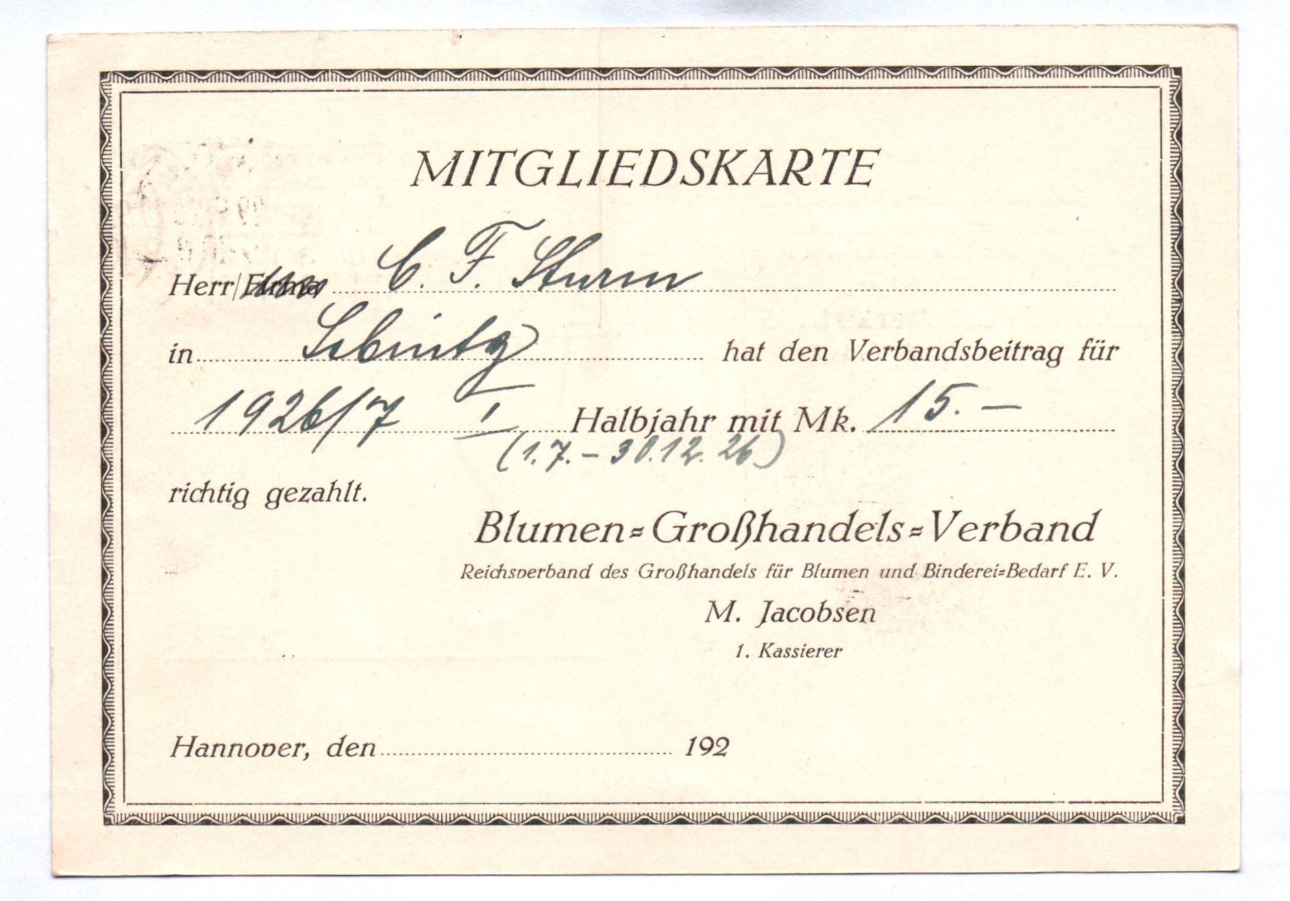 Hannover Postkarte Blumen Großhandels Verband Reichsverband Binderei Bedarf 1926 Hannover Postkarte Blumen Großhandels Verband Reichsverband Binderei Bedarf 1926