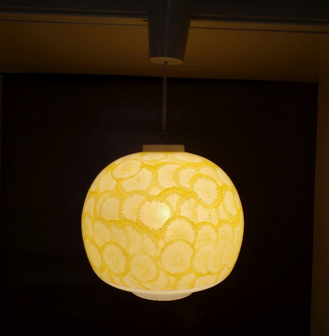 Alte Deckenleuchte Gelb Blumen Rund E27 Deckenlampe Retro Look