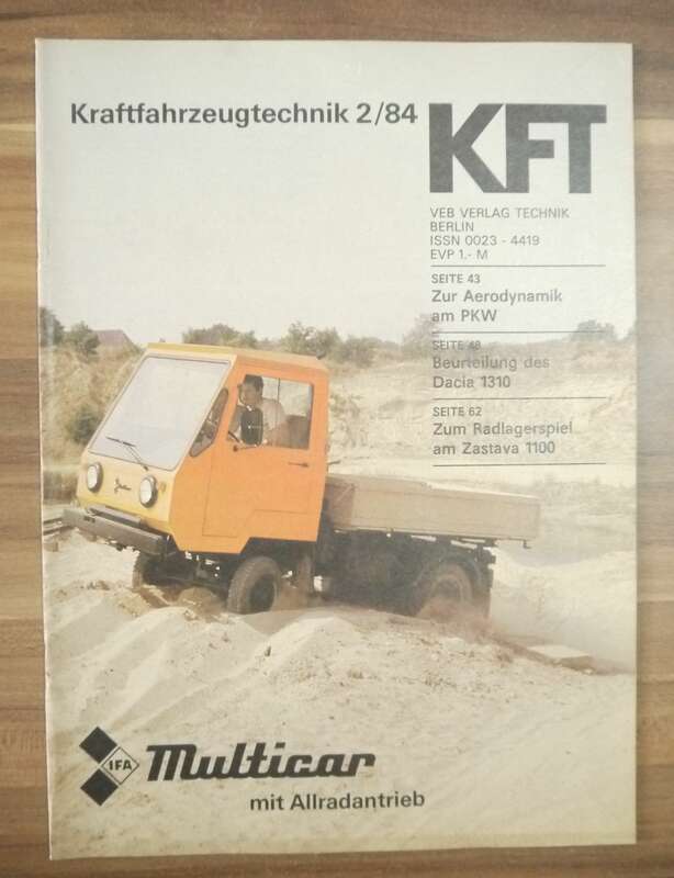 VEB Verlag KFT Zeitschrift Multicar mit Allradantrieb Februar 1984 Aerodynamik am PKW