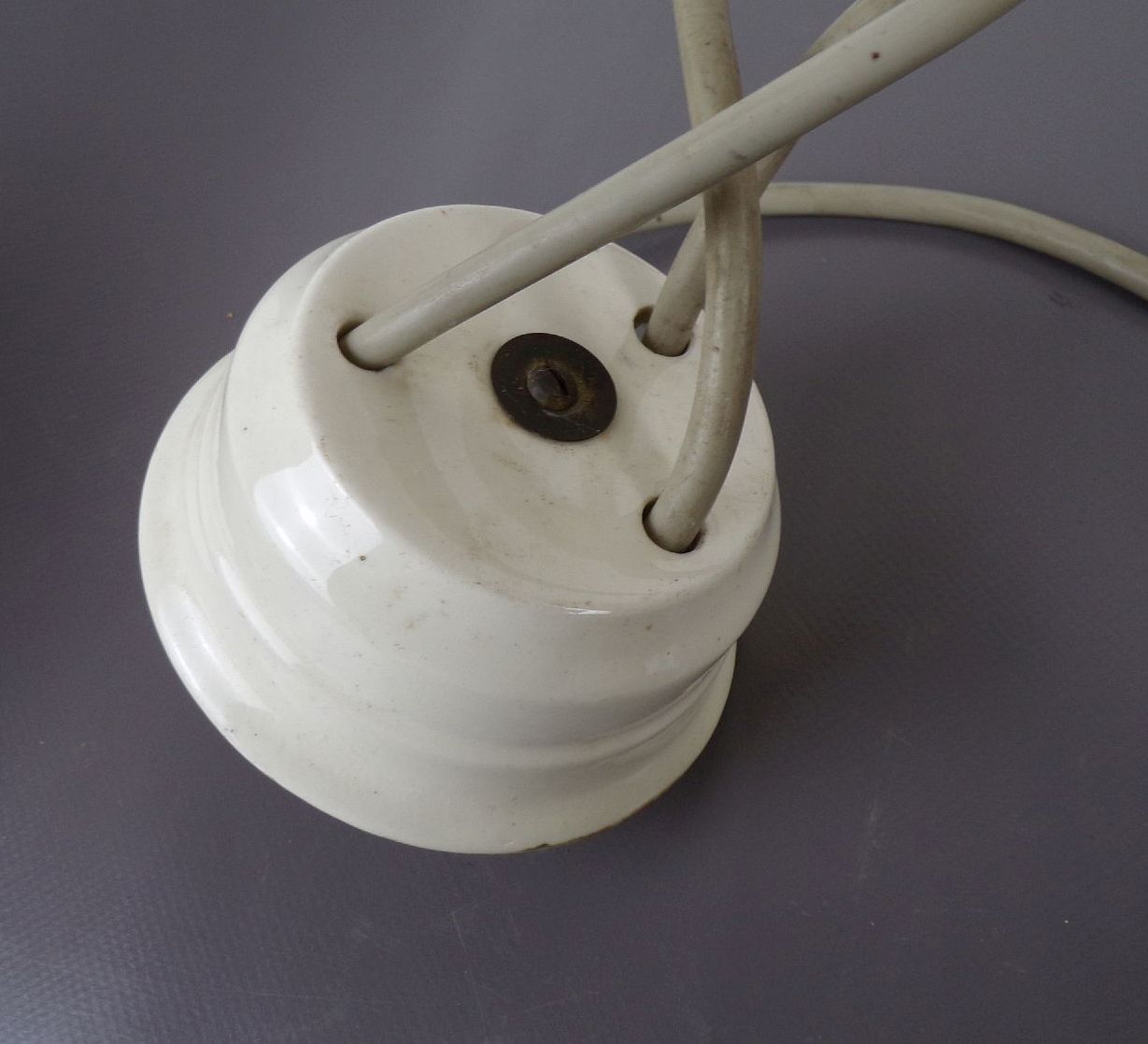 Alter Lampenzug Weiss Steingut Lampenpendel Leuchte Aufhängung