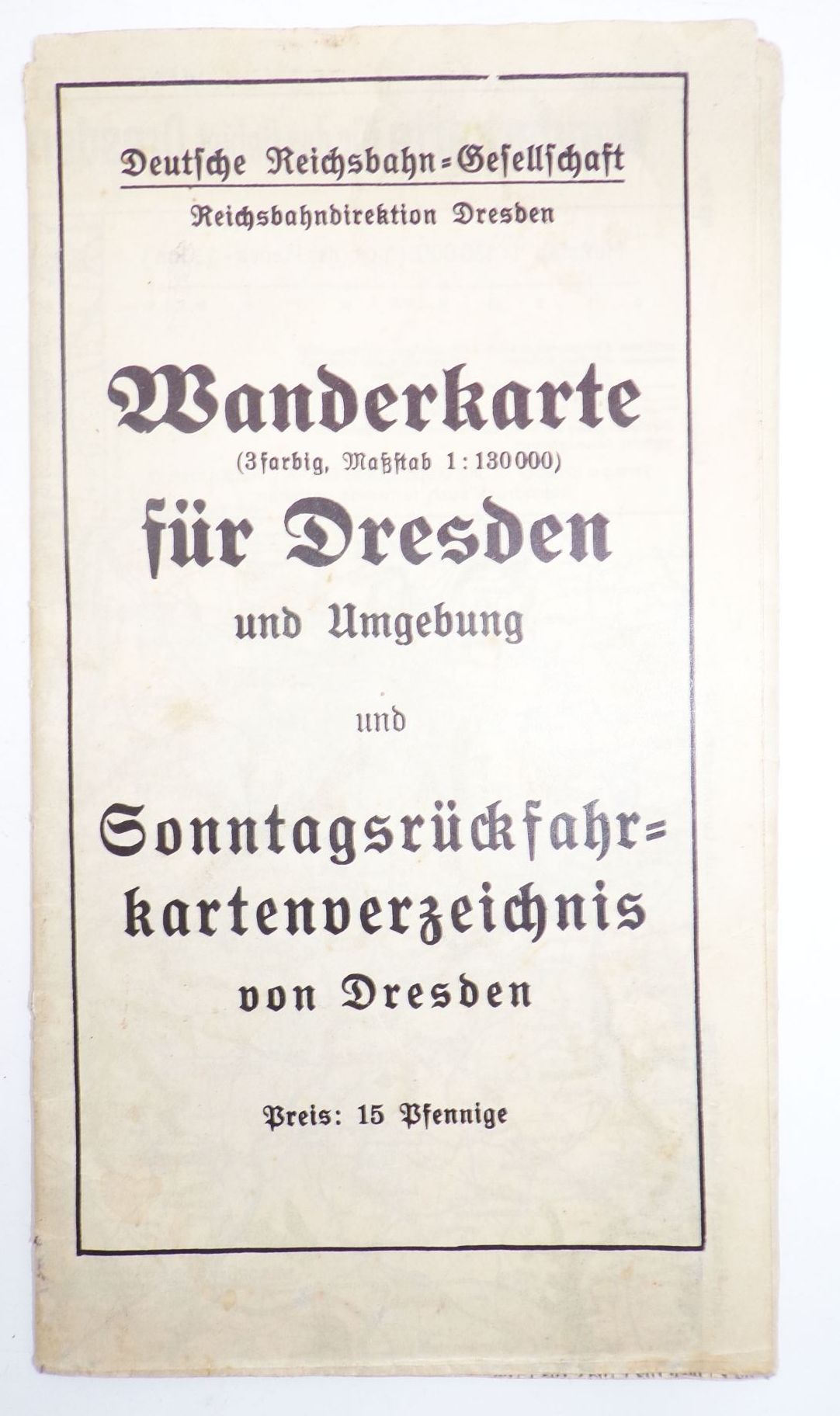 Wanderkarte für Dresden Deutsche Reichsbahn Gesellschaft 