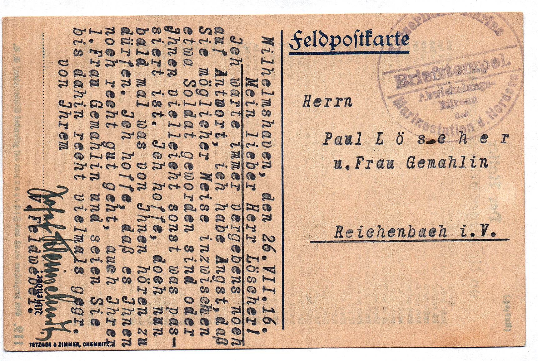Postkarte Auszug Der Kaiser an die Sieger Feldpostkarte Wilhelmshaven 1916