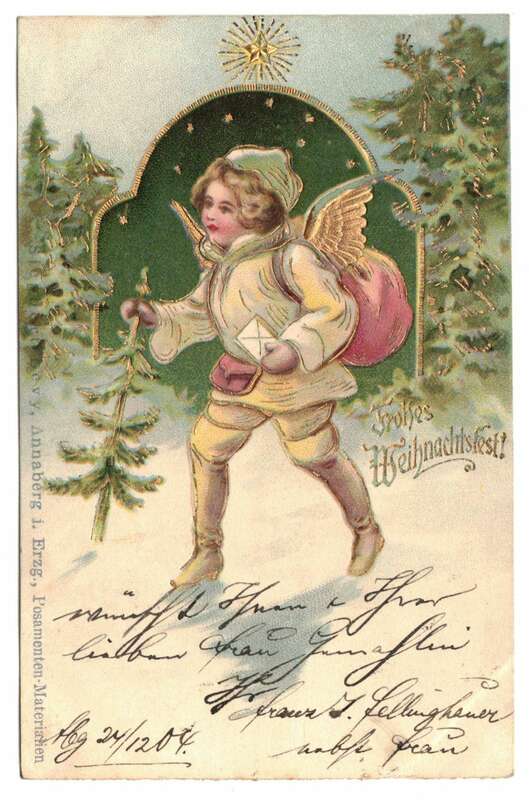 Litho Ak Weihnachtsengel goldgeprägt 1904 