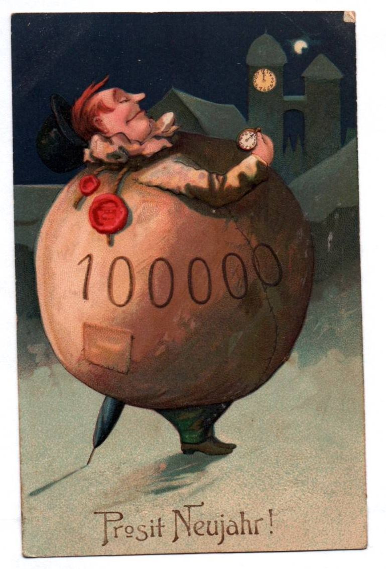 Scherz Ak dicker Mann Prosit Neujahr 1911