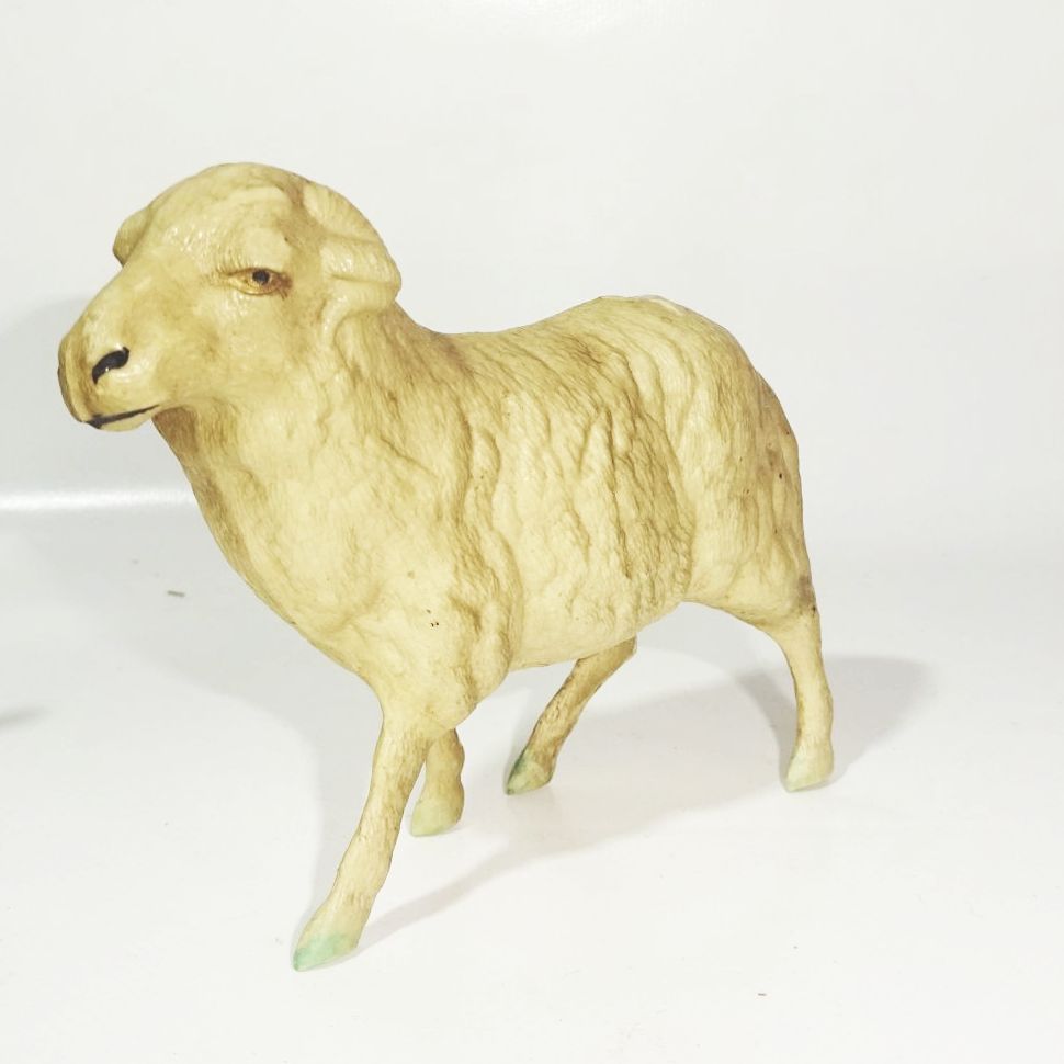 Alte Krippenfiguren 3 Stück Zelluloid Tiere Krippentiere Esel Ziege Schaf 