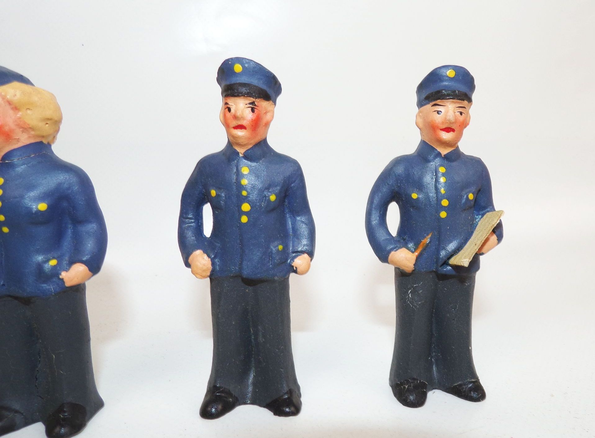 Alte Eisenbahn Massefiguren Schaffner Bahnhofpersonal 1940 bis 1950er Jahre