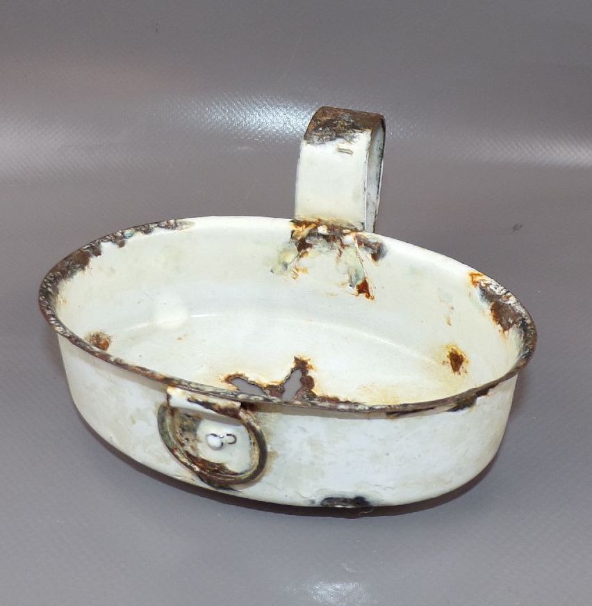 Alte Emaille Seifenschale Email Weiss Shabby Chic 