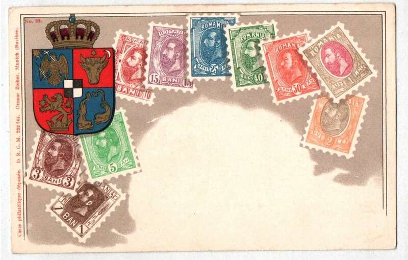 Litho  Ak Rumänien Briefmarken um 1910 