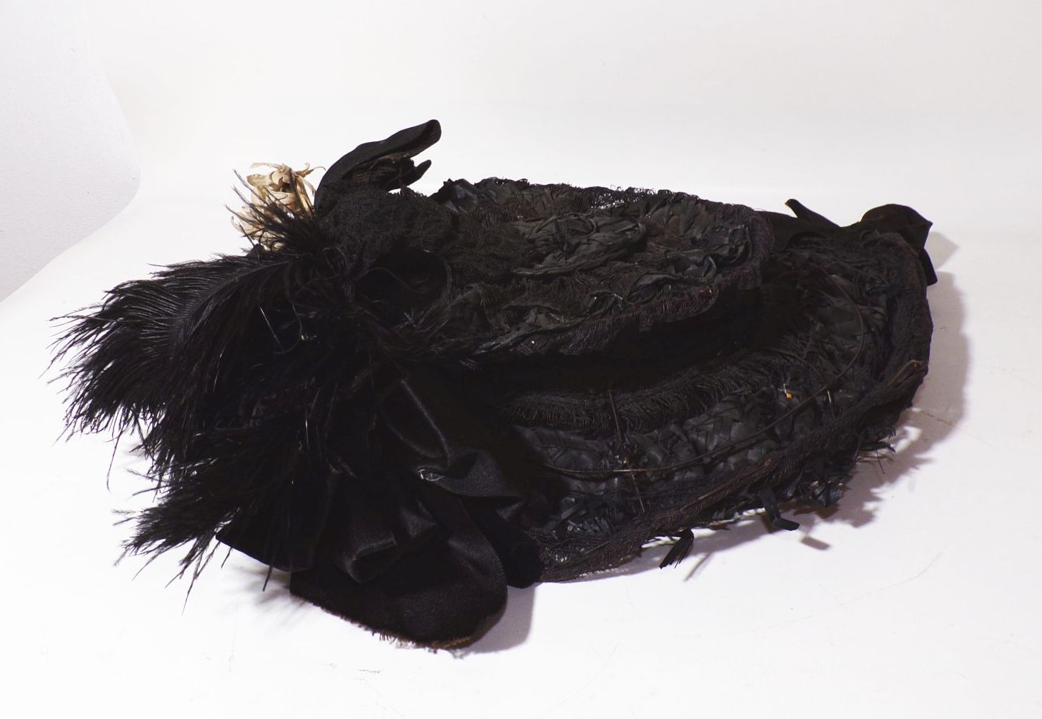 Uralter Damenhut Vintage Schwarz um 1900 