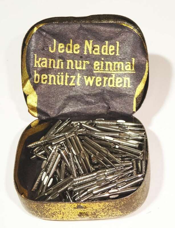 Alte Sigurd Nadeldose Grammophon Nadeln needles Fahrradfabrik Kassel Blechdose 