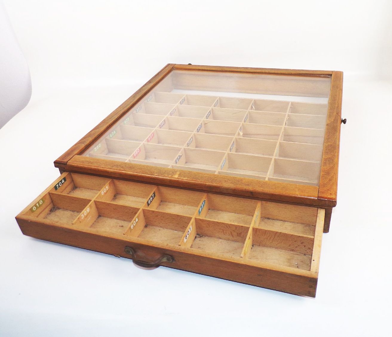 Alte Verkaufsvitrine ESC ZNF Indanthren Göggingen Nähseide Reklame Werbung