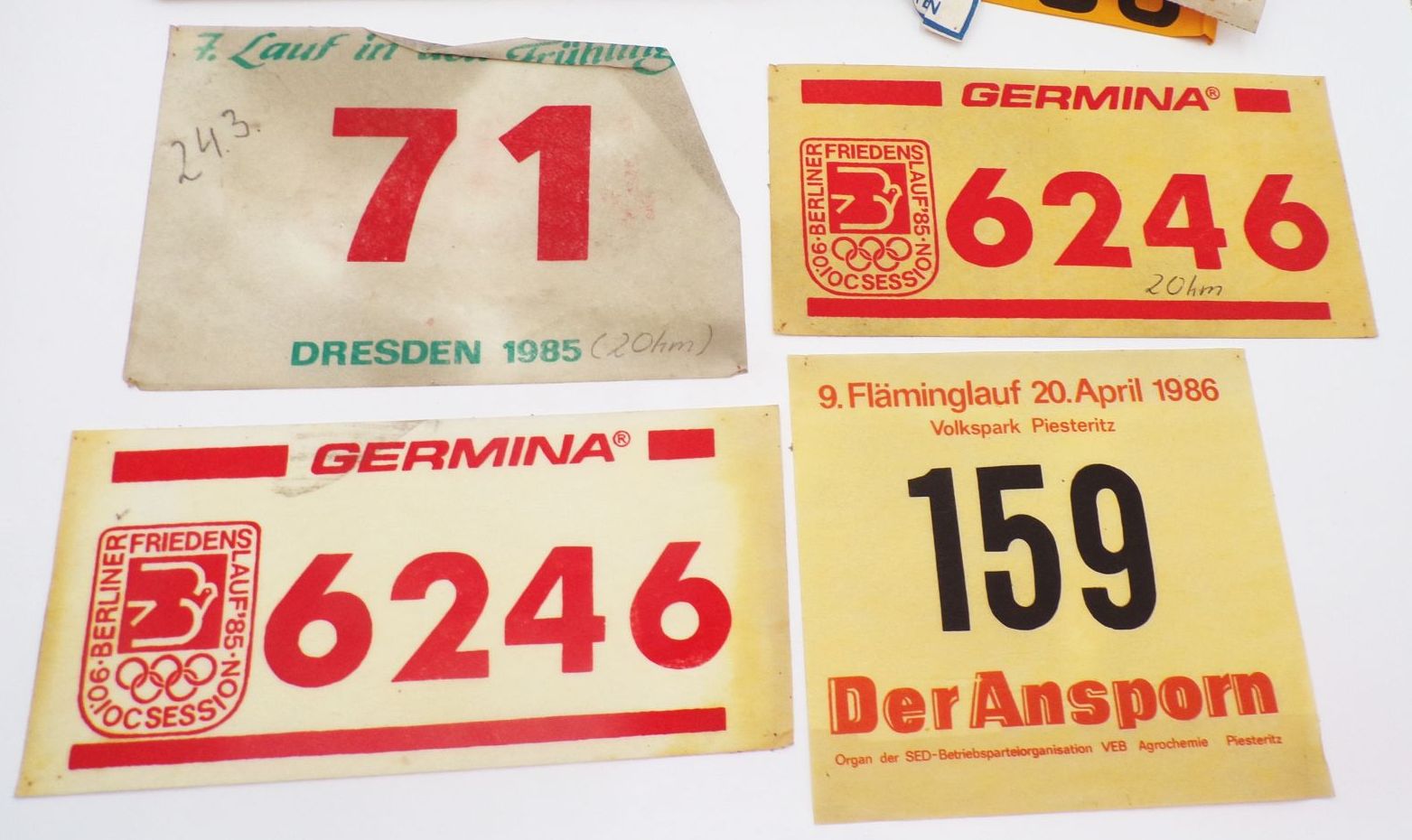 Starternummern DDR Marathon Lauf Rennsteiglauf Friedenmarathon Sport