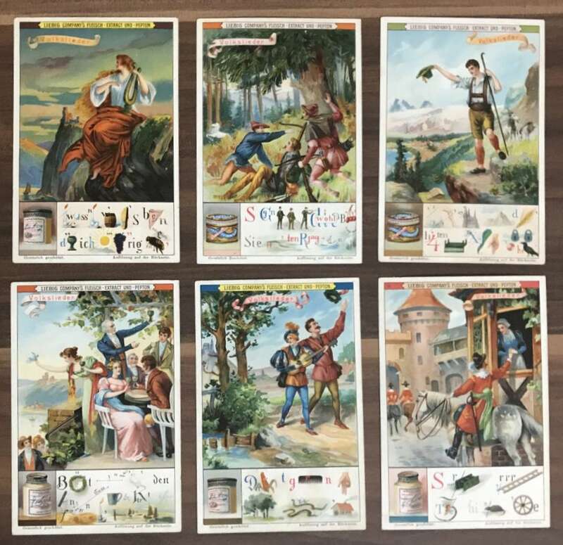 Volkslieder mit Rebus Nr 417 Liebig Sammelbilder Serie 6 Stück