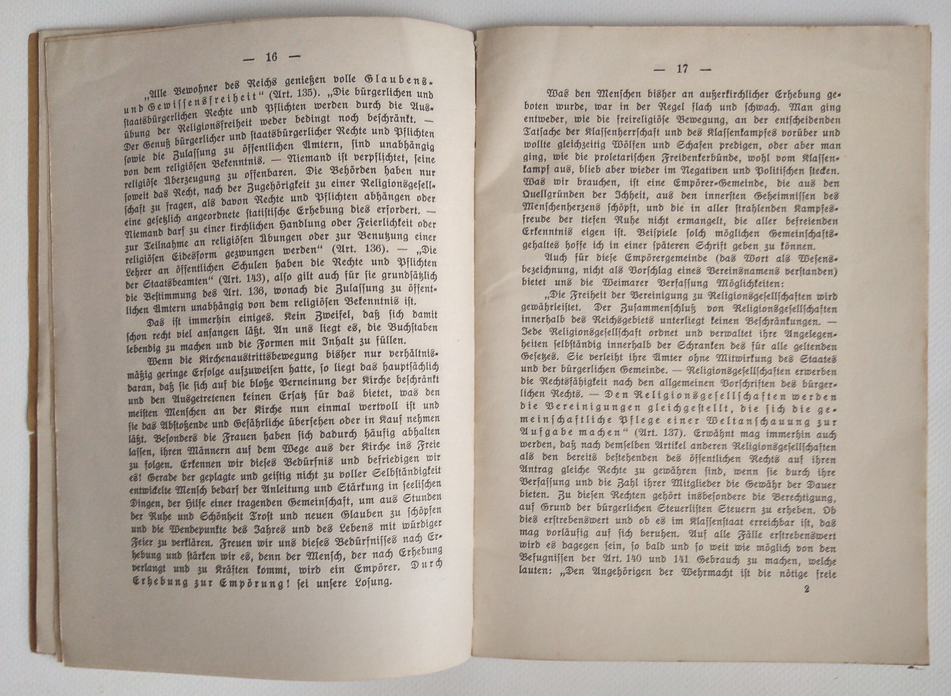 Empörung Von der Selbsthilfe der Ichheit 1930 Broschüre Empörung Von der Selbsthilfe der Ichheit 1930 Broschüre