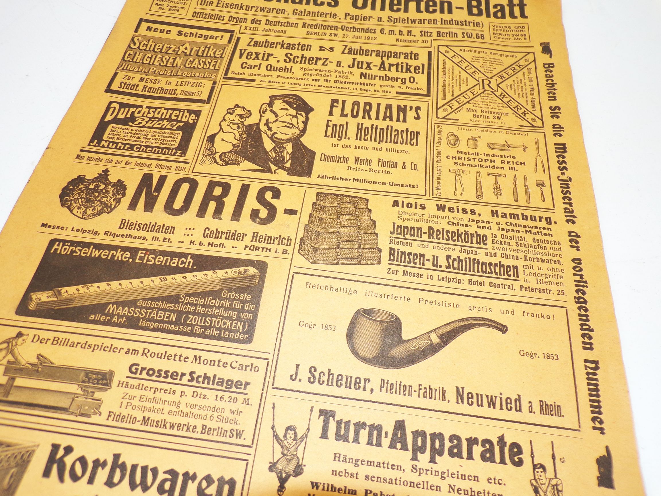 Internationales Offerten Blatt Nummer 30 1912 Anzeiger viel Reklame