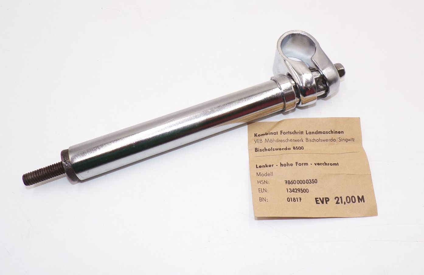 Alter Lenkervorbau verchromt hohe Form Lenkerhalter NOS