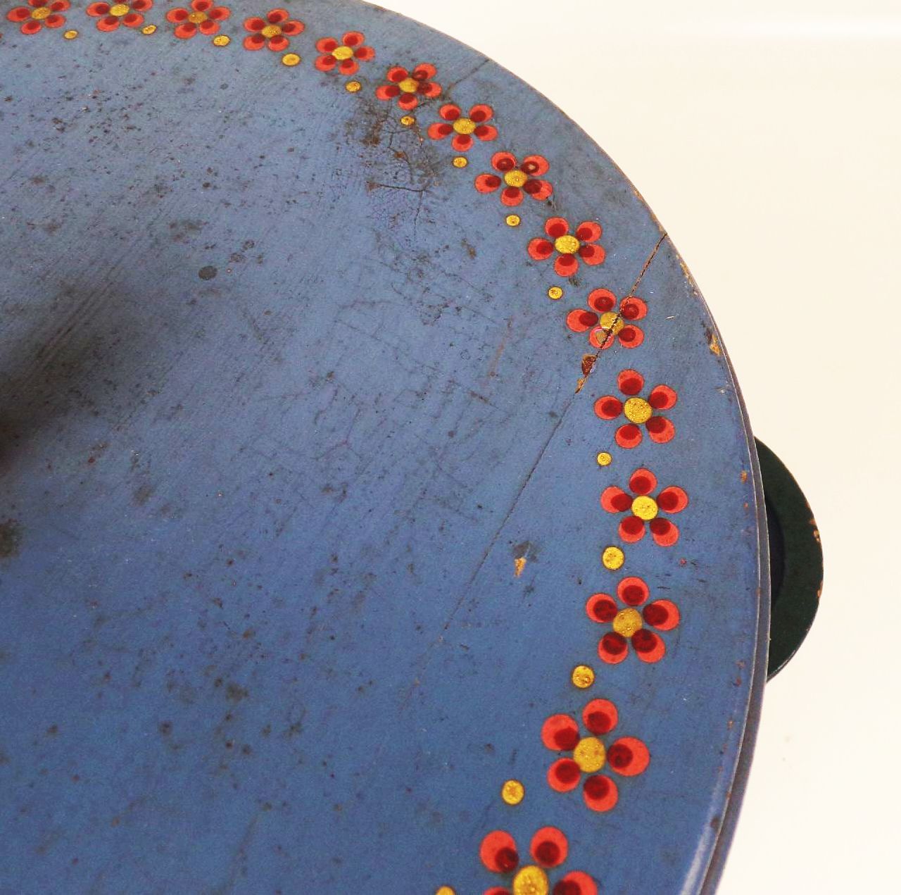 Alter Holztopf handbemalt Dose Wolle Behälter Erzgebirge Handarbeit 