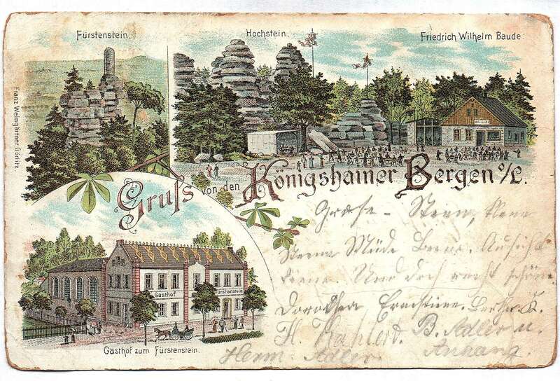 Ak Gruss von den Königshainer Bergen Fürstenstein Friedrich Wilhelm Baude Gasthof 1897