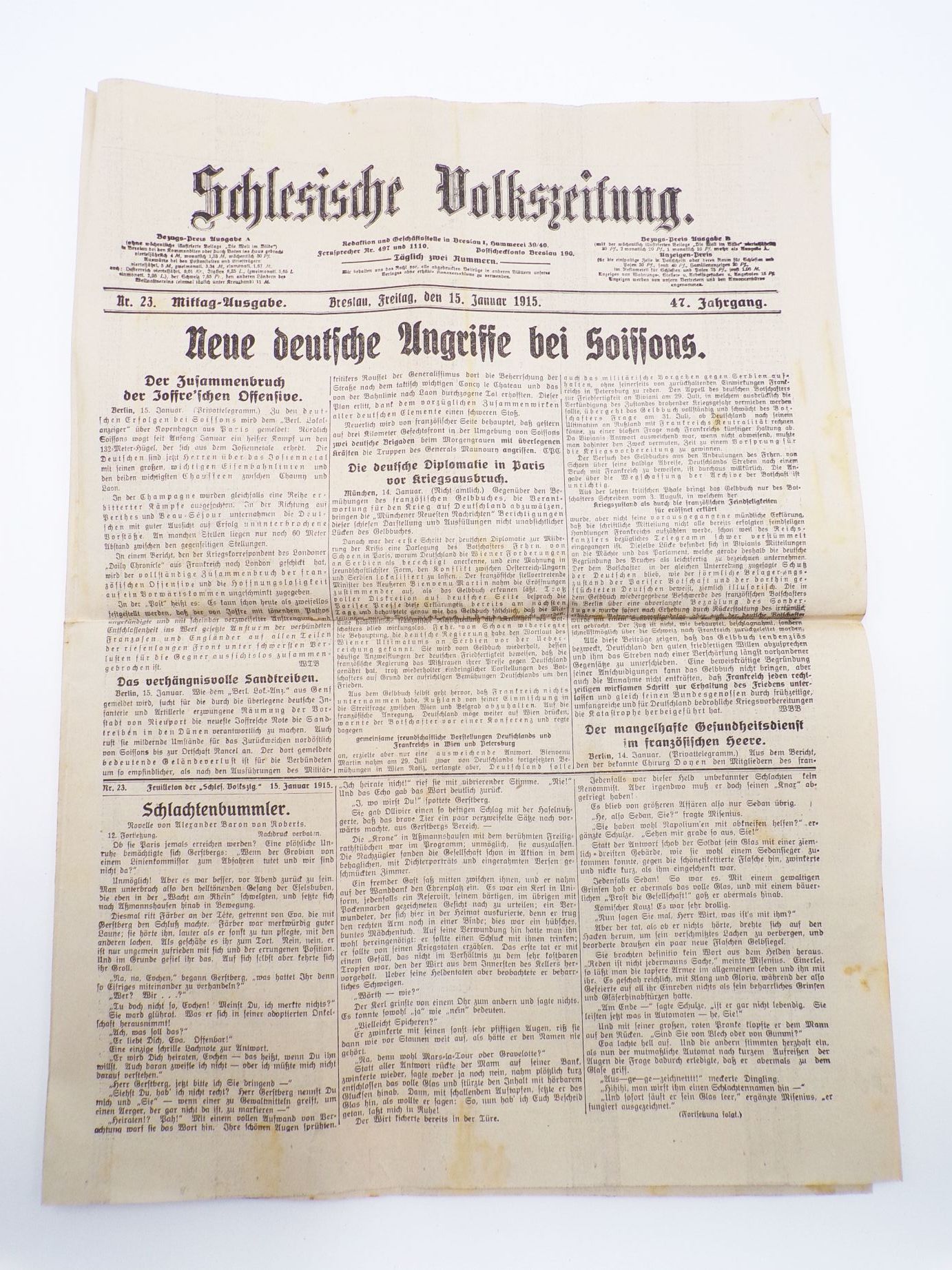 Schlesische Volkszeitung 1915 Nr 23 Neue deutsche Angriffe bei Soissons