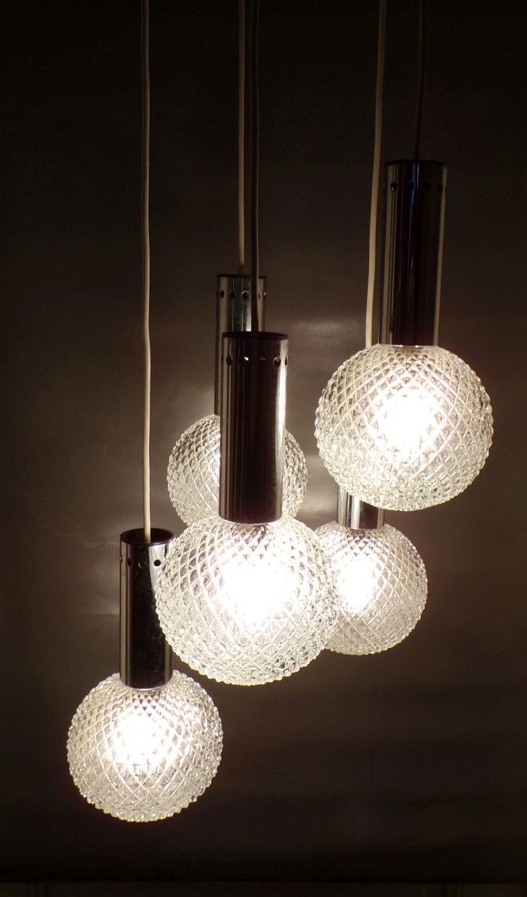 Alte Kaskadenlampe 5er Deckenleuchte Pendellampe 1970er Rund Alte Kaskadenlampe 5er Deckenleuchte Pendellampe 1970er Rund