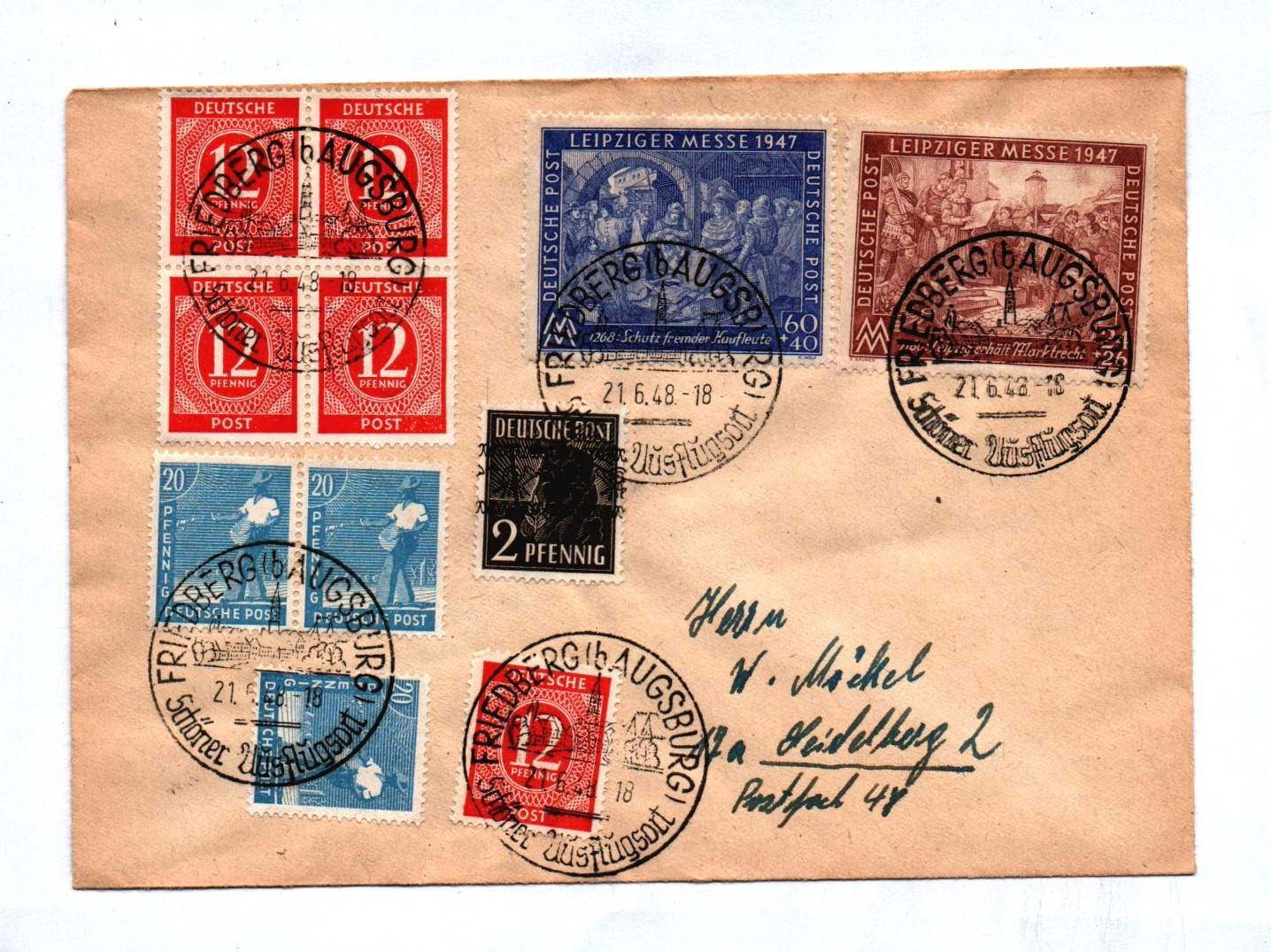 Brief Bayern 1948 Leipziger Messe Mischfrankatur