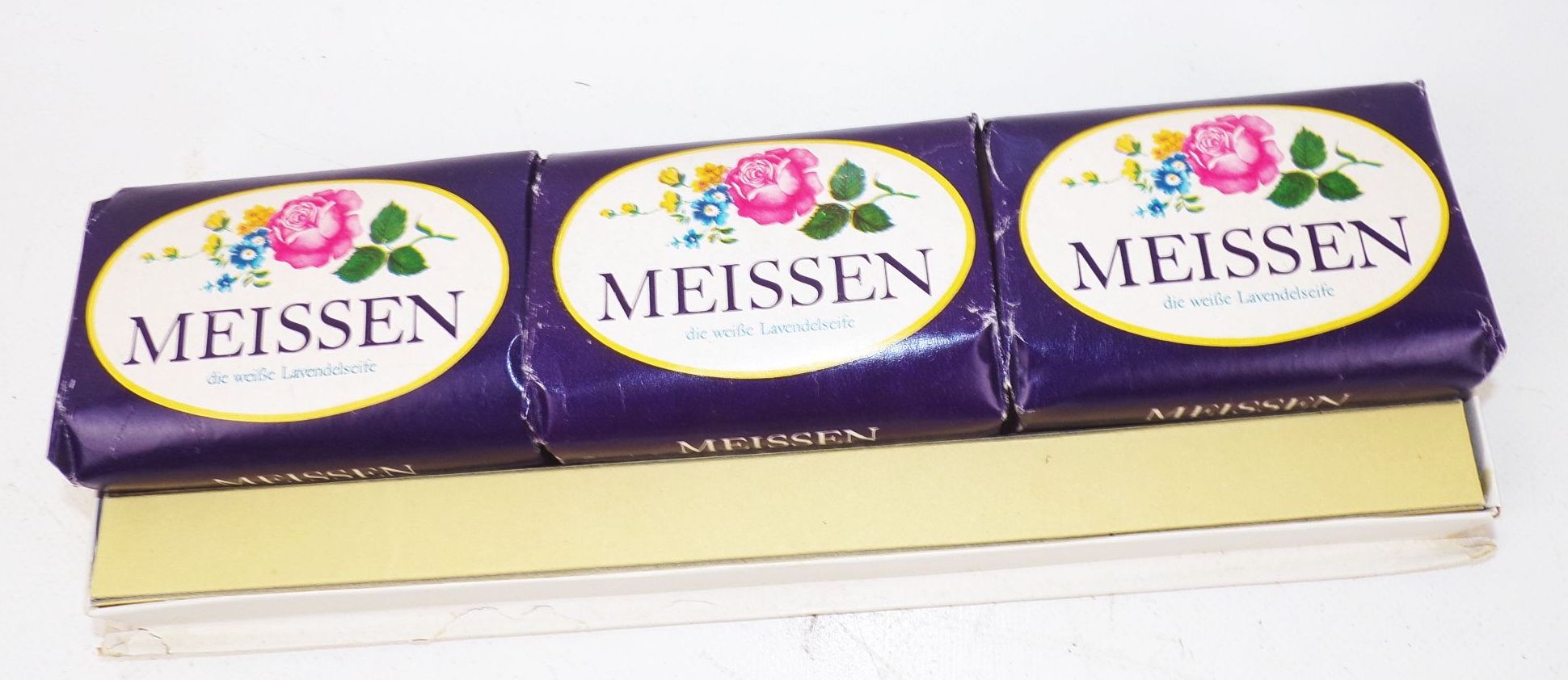 DDR Seife Meissen weiße Lavendelseife 3er Pack Set OVP