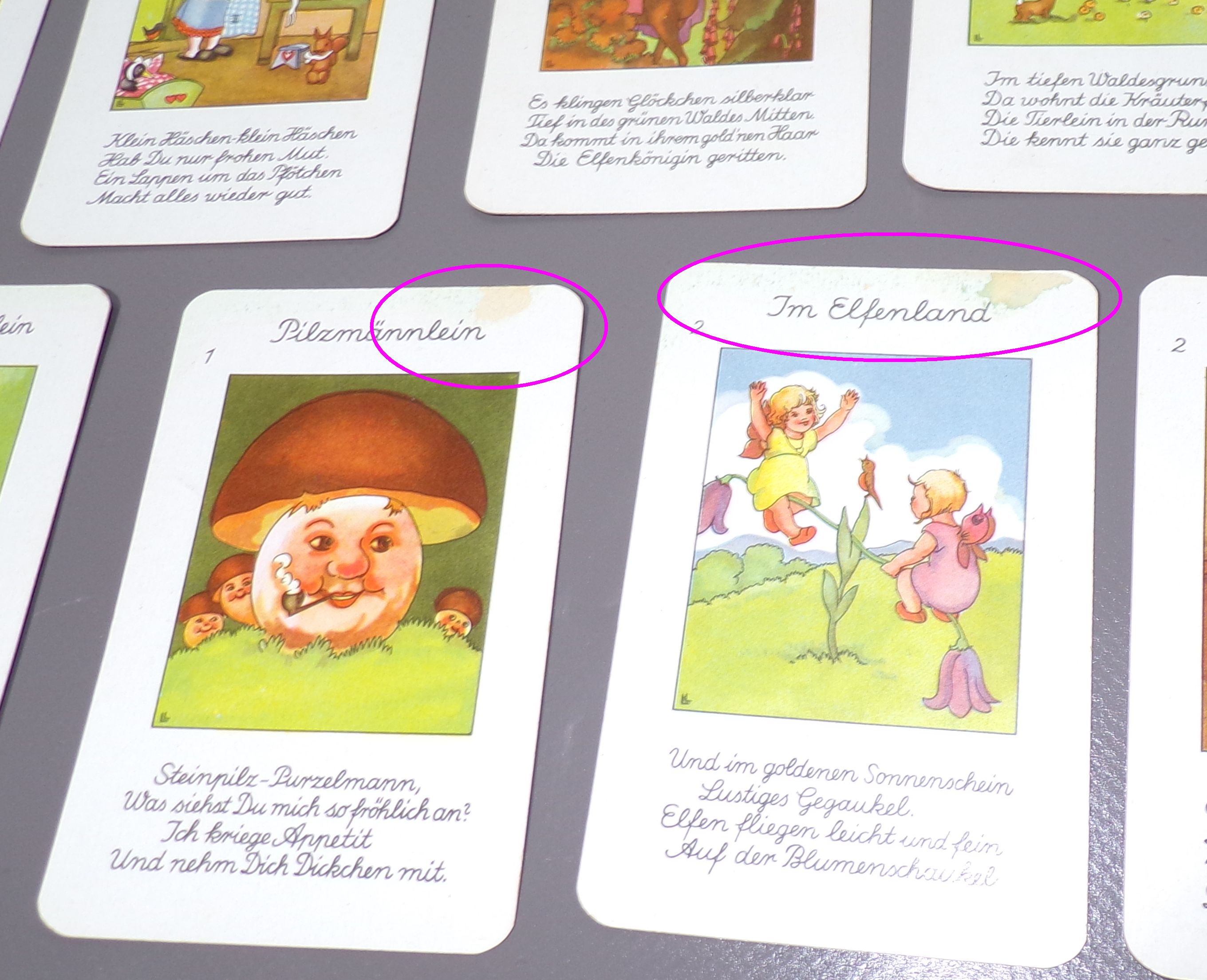 Waldgeisterlein Quartett aus der Märchenwelt Liesel Lauterbon Altes Kartenspiel