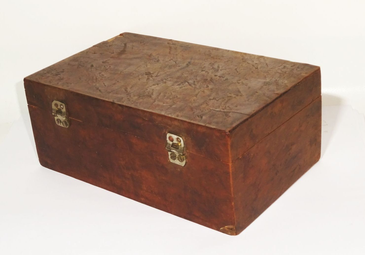 Alte Schatulle Wurzelholz Furnier Box Schmuckschatulle Truhe Deko