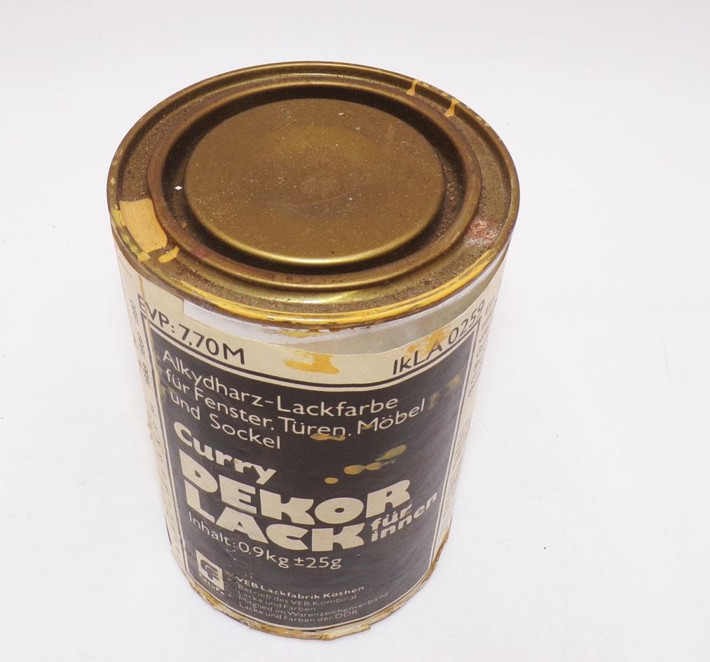 DDR Lack Dose Dekorlack Curry Farbe Reklame Sammler GDR Lackdose 
