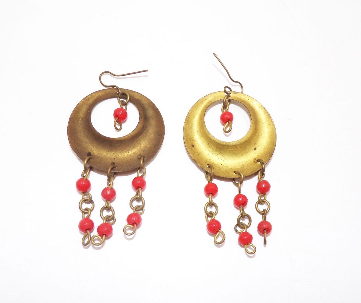 Alte Ohrringe Modeschmuck rote Perlen Antik Alte Ohrringe Modeschmuck rote Perlen Antik