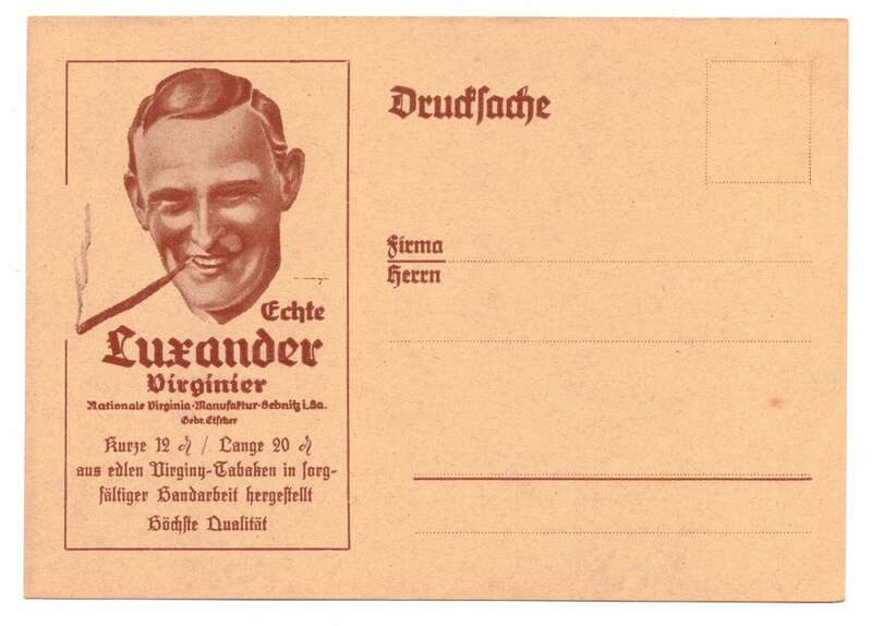 Reklame Drucksache Luxander Virginier Tabak Sebnitz 1930er 