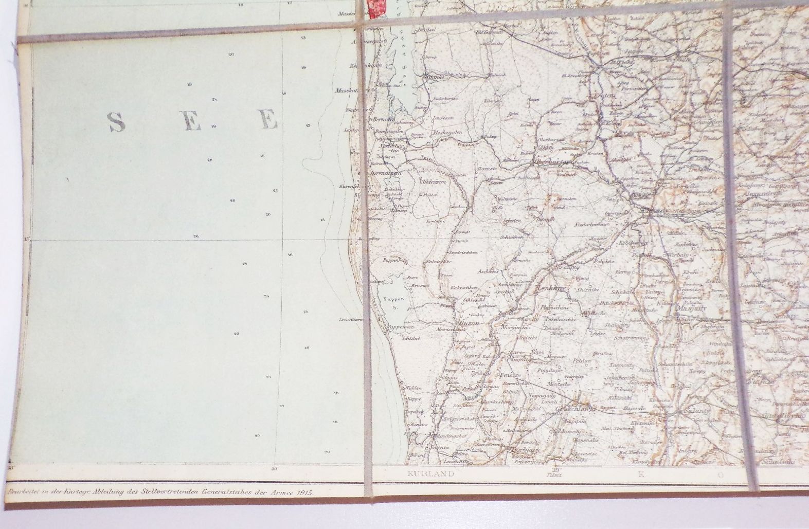 Alte Landkarte 1 Wk Libau Riga Windau Dünamünde Kurland Lettland 1915 