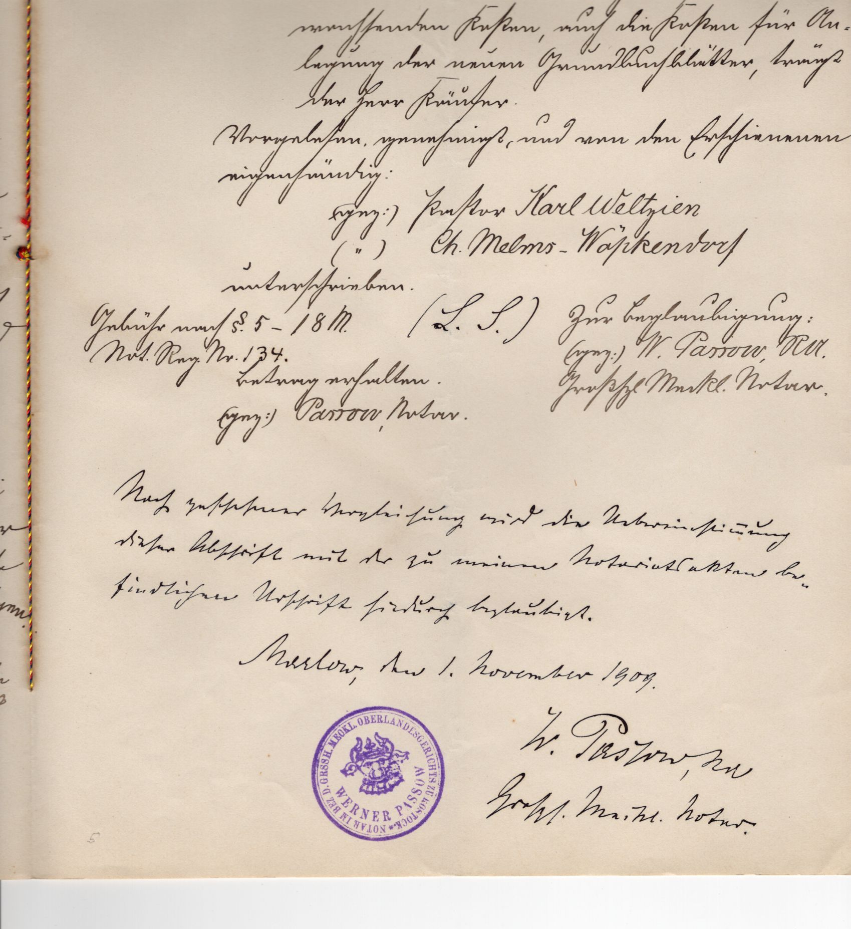 Autograph Friedrich Franz Großherzog von Mecklenburg 1910