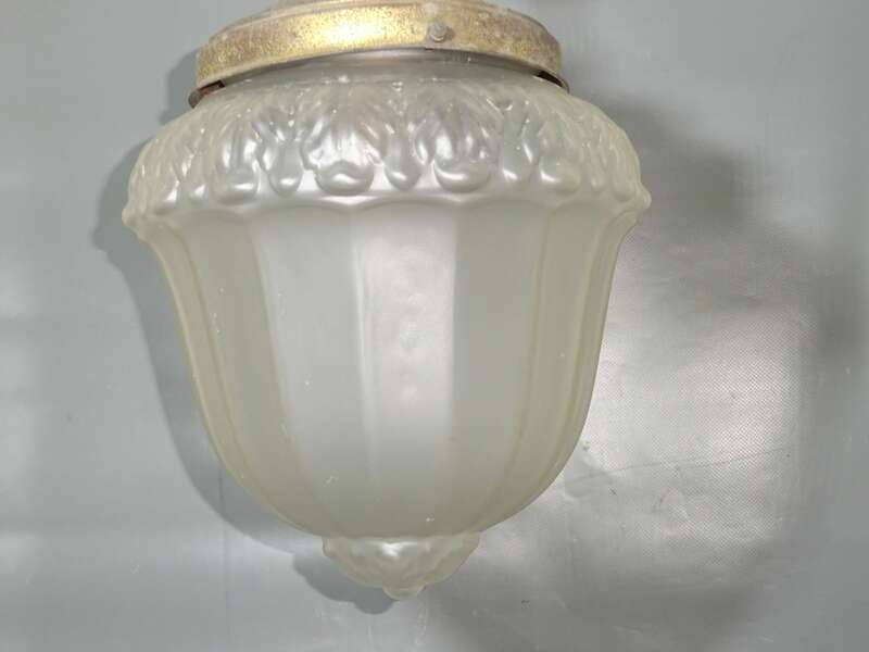 Jugendstil Hängelampe Pendellampe Messing Glas um 1900 