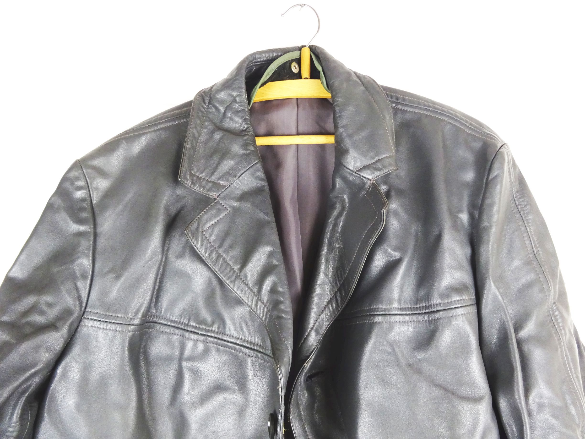 DDR Herren Mantel Ledermantel Größe 53 Nikartor Grau Vintage DDR Herren Mantel Ledermantel Größe 53 Nikartor Grau Vintage